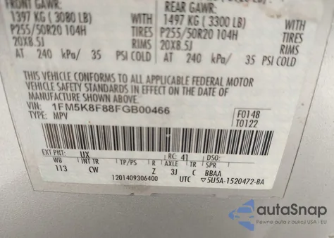 2015 Ford Explorer Limited из США, поврежденный, VIN 1FM5K8F88FGB00466